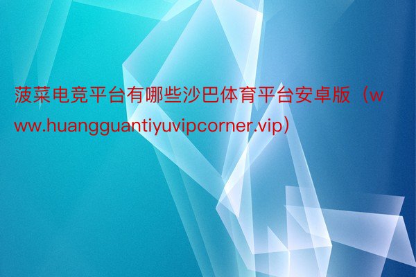 菠菜电竞平台有哪些沙巴体育平台安卓版（www.huangguantiyuvipcorner.vip）